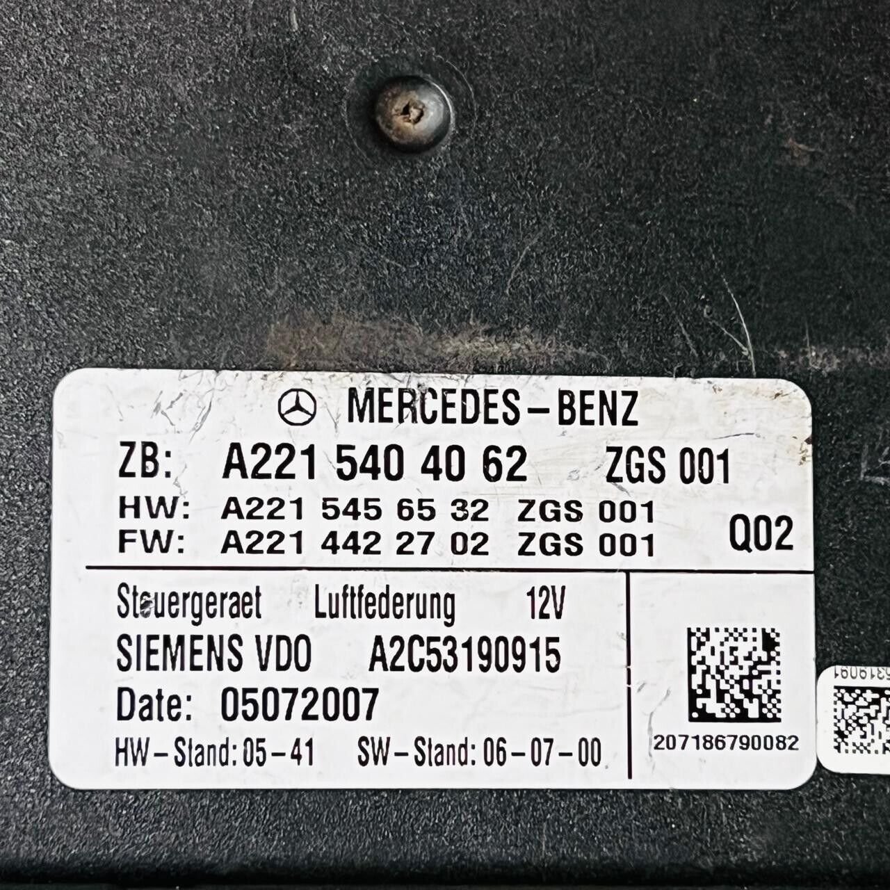 07-14 Mercedes-Benz Air Suspension Control Module - A2215404062 / A2C53190915 - OEM Mercedes-Benz Suspension Control Module