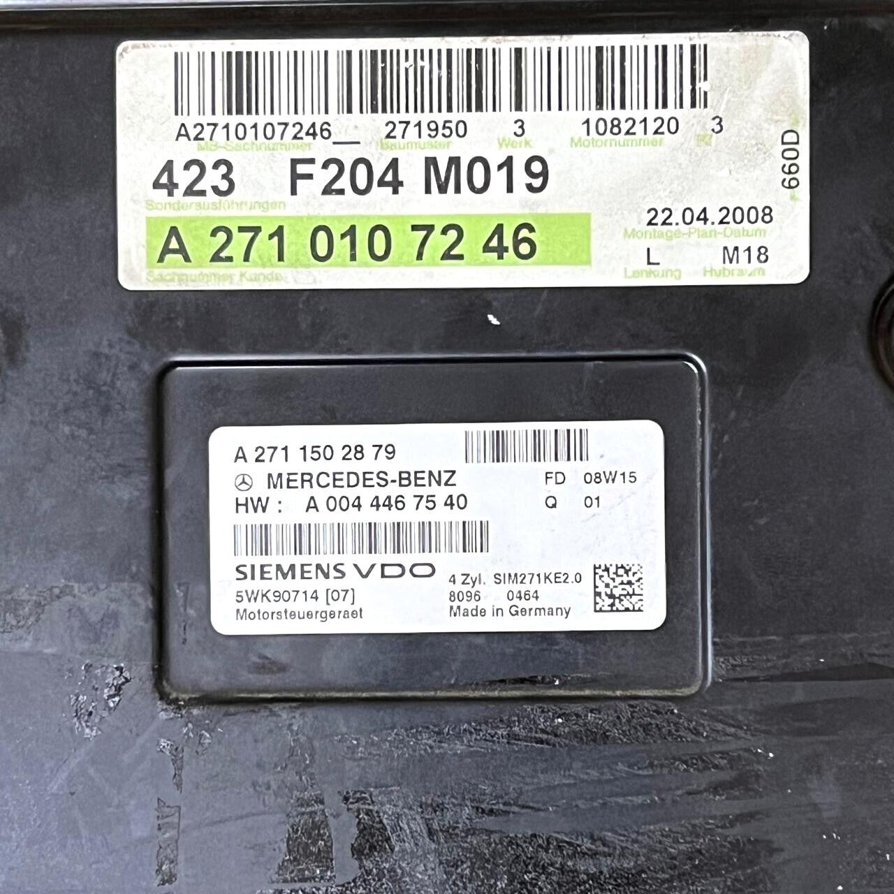 06-10 Mercedes-Benz W204 C CLASS Engine Control Module Unit ECM ECU A271 0107246 Key Set – OEM Mercedes-Benz Engine Control Unit