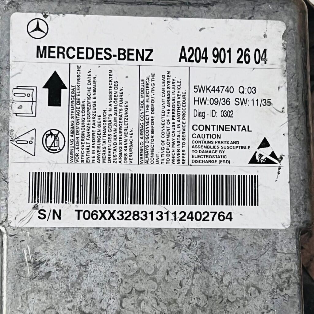 2007-2014 Mercedes-Benz C Class Airbug Control Module - A2049012604 / 5WK44740 - OEM Mercedes-Benz Control Module