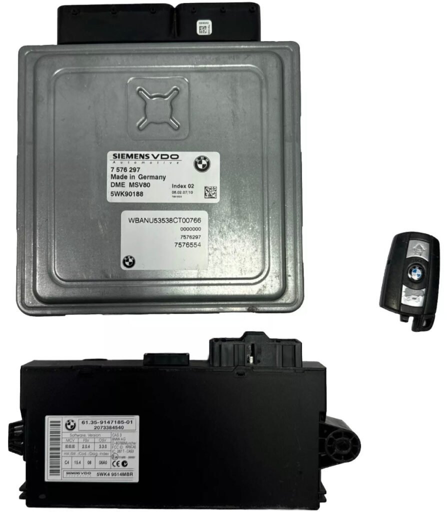 2007 BMW E60 N52k 528i MSV80 DME CAS KEY SET 5WK90188 7576297 7576554 7 576 554 - OEM BMW Engine Control Unit
